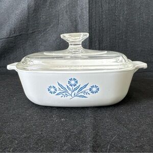 CorningWare Vintage 1966-69 Blue Cornflower 1 QT Casserole P-1-B PYREX Glass Lid